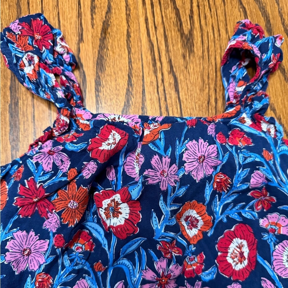 Vineyard Vines Girl's Sleeveless Tisbury Floral Tank Top Blue Pink Cotton Medium - Picture 6 of 10